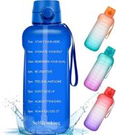 💧 stay hydrated with our 64oz motivational water bottle – bpa-free, leak-proof, with time marker reminder and straw, perfect for fitness, gym, and outdoor sports (blue) logo