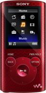 enhance your audiovisual experience with the sony 🎧 nwze383 4 gb walkman mp3 video player in vibrant red! logo