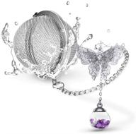 🦋 sanavie butterfly tea ball infuser - dry flower tea strainer with glass beads and extended chain hook - perfect for brewing fine loose tea - ideal tea gift for women and girls логотип