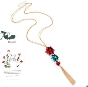 img 1 attached to 🎄 CEALXHENY Festive Bow Pendant Necklace for Women - Elegant Chain Tassel Long Necklace for Girls, Perfect for Christmas