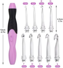 img 2 attached to 🧶 BCMRUN LED Crochet Hooks Set - 9 Interchangeable Heads - Light Up Knitting Needles - Weave Sewing Tool Accessories with Case in Purple