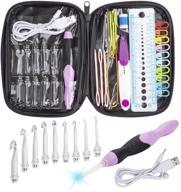 🧶 bcmrun led crochet hooks set - 9 interchangeable heads - light up knitting needles - weave sewing tool accessories with case in purple logo