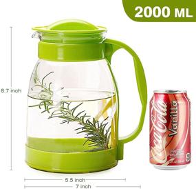 img 3 attached to Shopwithgreen 68oz Glass Iced Tea Pitcher: Heat Resistant with Lid and Sprout - Perfect for Beverages, Lemonade, Juice, Coffee, and more (Green)