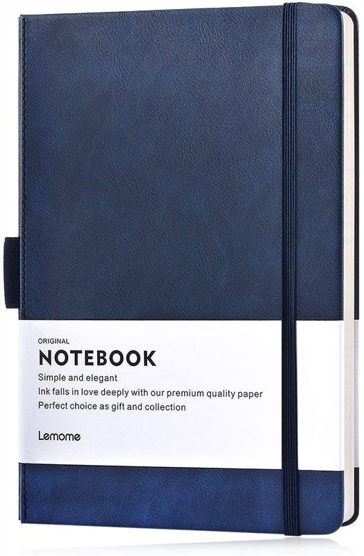 thick classic notebook with pen loop - a5 wide ruled hardcover writing notebook with pocket page dividers gifts 로고