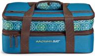 🍽️ rachael ray expandable lasagna lugger casserole carrier in marine blue floral medallion - 13x9 size logo