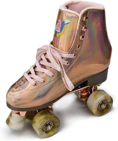 img 3 attached to FoxySkate Roller Skates: Shiny Double Row 4-Wheel Adjustable Skates for Women and Men, Indoor & Outdoor Use, Girls' Sizes 7-10 US