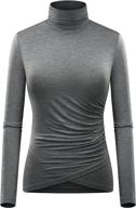 👗 loemes turtleneck long sleeve wrap ruched tops: trendy fall clothing for women logo