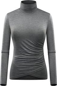 img 4 attached to 👗 Loemes Turtleneck Long Sleeve Wrap Ruched Tops: Trendy Fall Clothing for Women