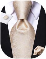 👔 stylish hi tie paisley neckties with pocket cufflinks: elevate your look! logo