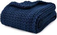 🛌 ynm knitted weighted blanket - handmade chunky knit throw for quality sleep, stress relief, and home décor (navy, 60''x80'' 15lbs) - perfect for individuals (~140lb) on twin/full beds logo