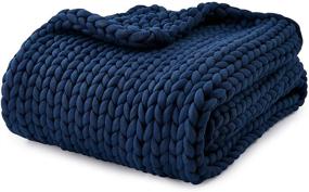 img 4 attached to 🛌 YnM Knitted Weighted Blanket - Handmade Chunky Knit Throw for Quality Sleep, Stress Relief, and Home Décor (Navy, 60''x80'' 15lbs) - Perfect for Individuals (~140lb) on Twin/Full Beds