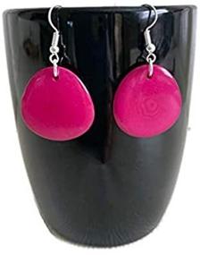 img 1 attached to Tagua Earrings Fuchsia Vegetable TAG272