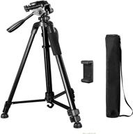 📷 62-inch lightweight aluminum camera tripod with carry bag - ideal for canon, dslr, srl, phone tripod mount, live streaming, vlogging - max load capacity 6.6 lb - includes bluetooth remote shutter logo