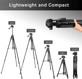 img 2 attached to 📷 62-Inch Lightweight Aluminum Camera Tripod with Carry Bag - Ideal for Canon, DSLR, SRL, Phone Tripod Mount, Live Streaming, Vlogging - Max Load Capacity 6.6 LB - Includes Bluetooth Remote Shutter