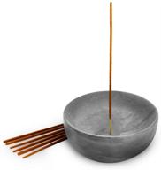 gray cement large bowl incense holder - modern minimalist upright standard size incense burner - small incense sticks not included логотип