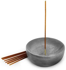 img 4 attached to Gray Cement Large Bowl Incense Holder - Modern Minimalist Upright Standard Size Incense Burner - Small Incense Sticks Not Included