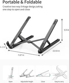 img 1 attached to SAIJI Laptop Stand: Adjustable Aluminum Portable Notebook Riser for MacBook Air Pro, HP, Dell & More-Black