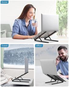 img 3 attached to SAIJI Laptop Stand: Adjustable Aluminum Portable Notebook Riser for MacBook Air Pro, HP, Dell & More-Black