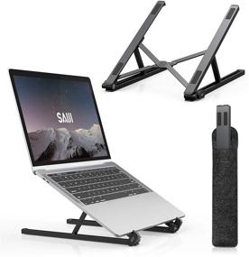 img 4 attached to SAIJI Laptop Stand: Adjustable Aluminum Portable Notebook Riser for MacBook Air Pro, HP, Dell & More-Black