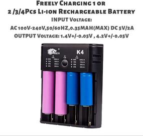 img 1 attached to IMREN 18650 Battery Charger: Fast Charge for 3.7V Lithium Rechargeable Battery, Ni-MH/Ni-Cd AA AAA C Battery, 4 Bay Charger