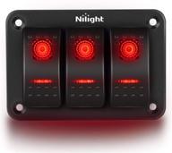 🚗 nilight - 90019c 3 gang aluminum rocker switch panel toggle dash 5 pin on/off pre-wired rocker switch red backlit switch for automotive car marine boat rv with 2 year warranty logo