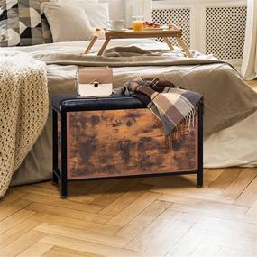 img 1 attached to 🪑 VINGLI Industrial Storage Bench Chest Ottoman with Padded Seat - Flip Top Storage for Living Room, Bedroom, Toddler Room, Entryway - 31.5" L x 15.7" W x 19.7" H