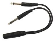 🔌 9 inch long mono ts y splitter cable: 1/4 inch female to dual 1/4 inch male mono ts logo