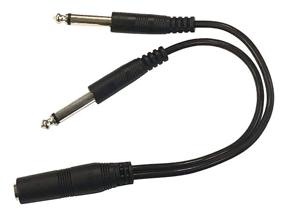 img 2 attached to 🔌 9 Inch Long Mono TS Y Splitter Cable: 1/4 Inch Female to Dual 1/4 Inch Male Mono TS
