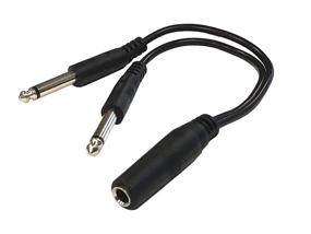 img 1 attached to 🔌 9 Inch Long Mono TS Y Splitter Cable: 1/4 Inch Female to Dual 1/4 Inch Male Mono TS