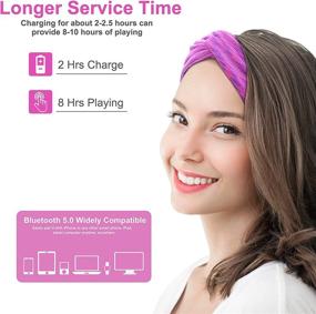 img 2 attached to 🎧 Women's Bluetooth 5.0 Music Headband with Built-in Speaker - Fashion Hair/Head Band for Yoga, Workout, Running, Meditation - Perfect Gift