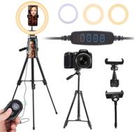 10.2" selfie ring light with tripod stand, 2 phone holders & remote control - perfect for live streaming, youtube, makeup, photography logo
