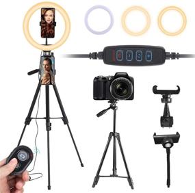 img 4 attached to 10.2" Selfie Ring Light with Tripod Stand, 2 Phone Holders & Remote Control - Perfect for Live Streaming, YouTube, Makeup, Photography