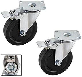 img 1 attached to 🔒 Enhanced Performance Double Lock Brake Heavy Duty Swivel Casters