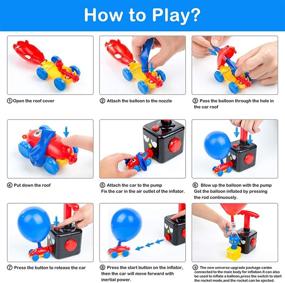 img 2 attached to 🚀 Набор игрушек Chiachi Balloon Launcher Car Toy Set, Набор воздушных средств передвижения, Надувной автомобиль для гонок на шарах, Творческая насосная игрушка для автомобиля, Набор игрушек STEM в подарок для детей (Черный ворон)