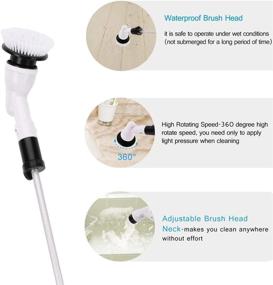 img 1 attached to 2020 Newest Cordless Power Electric Spin Scrubber for Showers & Floors - 360 Spin, 3 Replaceable Brush Heads, Adjustable Handle - Ideal for Bathtub, Tub, Tile, and More