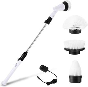 img 4 attached to 2020 Newest Cordless Power Electric Spin Scrubber for Showers & Floors - 360 Spin, 3 Replaceable Brush Heads, Adjustable Handle - Ideal for Bathtub, Tub, Tile, and More