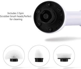 img 3 attached to 2020 Newest Cordless Power Electric Spin Scrubber for Showers & Floors - 360 Spin, 3 Replaceable Brush Heads, Adjustable Handle - Ideal for Bathtub, Tub, Tile, and More