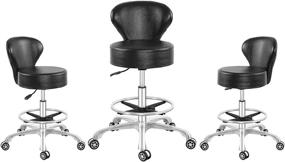 img 2 attached to 🪑 Adjustable Hydraulic Rolling Stool Desk Chair with Backrest and Footrest - Heavy Duty for Office, Kitchen, Medical, Dentist Shop, and Home Use