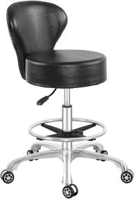 img 4 attached to 🪑 Adjustable Hydraulic Rolling Stool Desk Chair with Backrest and Footrest - Heavy Duty for Office, Kitchen, Medical, Dentist Shop, and Home Use