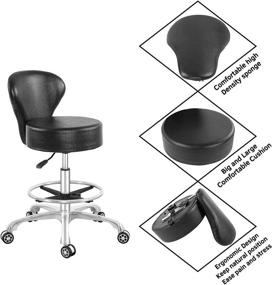 img 1 attached to 🪑 Adjustable Hydraulic Rolling Stool Desk Chair with Backrest and Footrest - Heavy Duty for Office, Kitchen, Medical, Dentist Shop, and Home Use