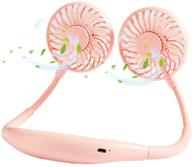 🌬️ portable neck fan with rechargeable battery - upgraded version usb neckband fan with 2000mah battery, dual 360° rotation, 3 speed levels, color changing led, low noise - perfect for sports, office, and outdoor use (pink) logo