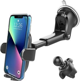 img 4 attached to Versatile 3-in-1 Suction Cup Phone Holder for Windshield, Dashboard, & Air Vent - Oqtiq Suction Cup Car Phone Mount with Sticky Gel Pad - Compatible with iPhone, Samsung & Other Cellphones