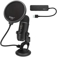 🎙️ blue yeti blackout microphone bundle with knox gear pop filter and 4 port usb 3.0 hub logo