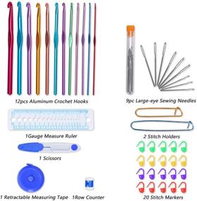 img 3 attached to 🦉 Teamoy Aluminum Crochet Hooks Set, Knitting Needle Kit with Organizer Carrying Case, 12pcs Hooks Range 2mm to 8mm, Complete Accessories, Easy-to-Carry Design, Owls Theme