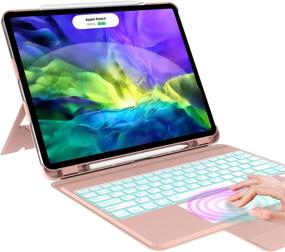 img 4 attached to Rose Gold Touchpad Keyboard Case for iPad Pro 12.9 - Wireless Smart Keyboard with Trackpad Backlight