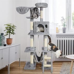 img 3 attached to Dooradar 61” Cat Tower: Multi-Level Cat Tree Condo for Indoor Cats with Scratching Posts, Ladder, Toys & Perch - Kitty Activity Center for Play and Rest