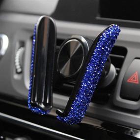 img 2 attached to 🚗 SUNCARACCL Crystal Bling Car Phone Holder - Mini Dash Air Vent Auto Mount, Universally Adjustable 360°, Stylish Stand for Cars, Women, and Girls (Blue)