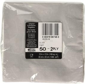 img 3 attached to 🍽️ Amscan 50 Ct Silver 2-Ply Paper Luncheon Napkins, 6x6 Inches, Party Tableware