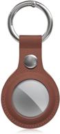 🔑 brown leather airtag finder protective case with keychain ring - secure holder for apple airtag, anti-scratch case holder logo