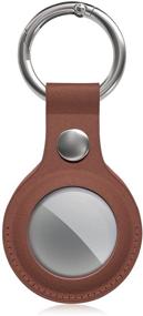 img 4 attached to 🔑 Brown Leather AirTag Finder Protective Case with Keychain Ring - Secure Holder for Apple AirTag, Anti-Scratch Case Holder